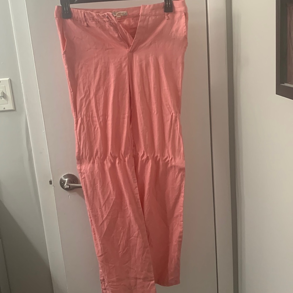 Size medium pink linen wide leg pant.